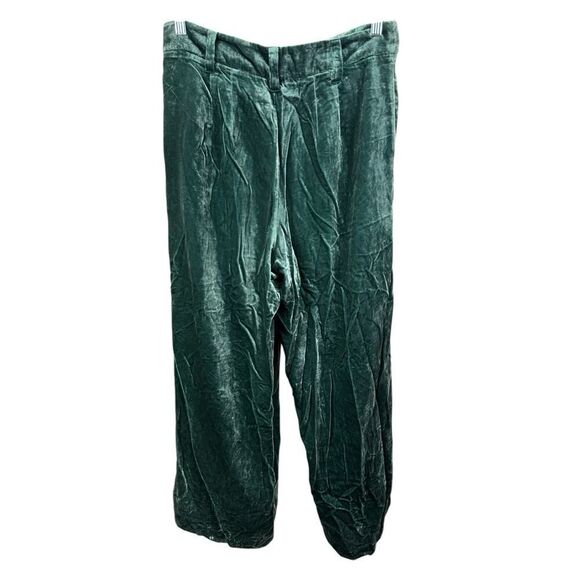 Madewell Velvet Pleated Wide-Leg Pants Smoky Spruce Green | Size 10 - Picture 6 of 16
